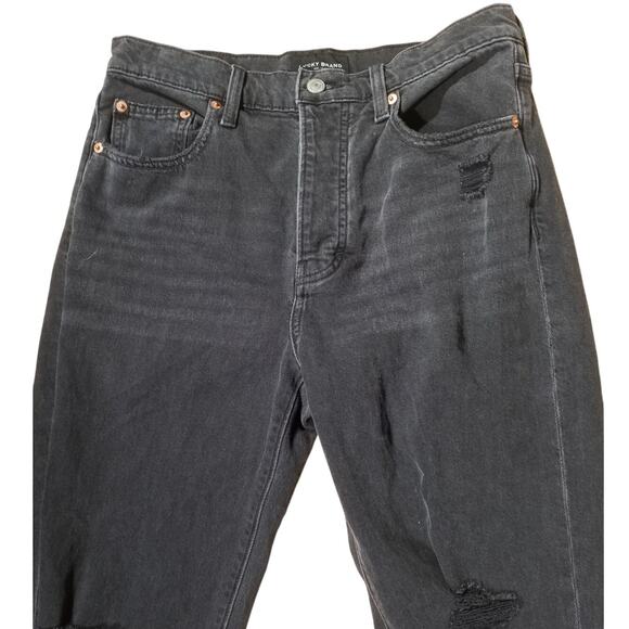 Lucky Brand Womens Size 2/26 Button Fly 90s Loose High Rise Straight Black - Picture 2 of 11